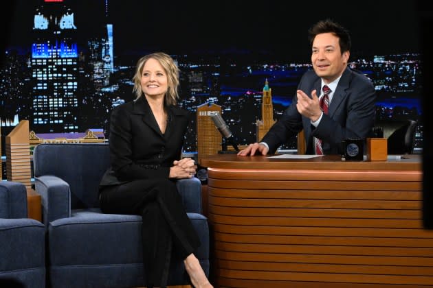 Jodie Foster on 'The Tonight Show' - Credit: Todd Owyoung/NBC via Getty Image