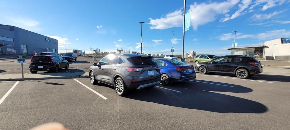 A parking lot at the Prince George Airport.