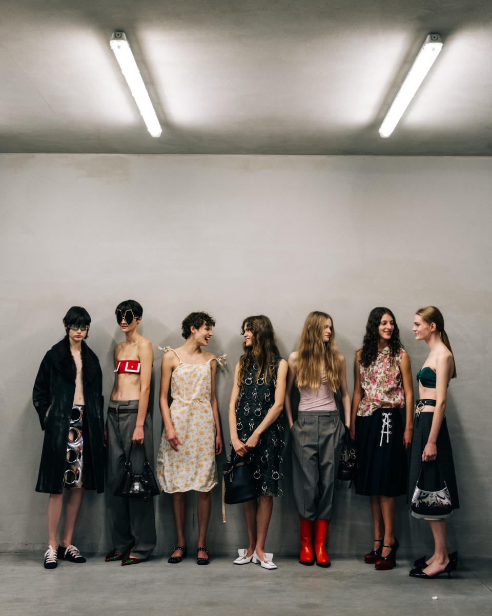 Backstage at Prada Spring 2025 Ready-to-Wear CollectionA