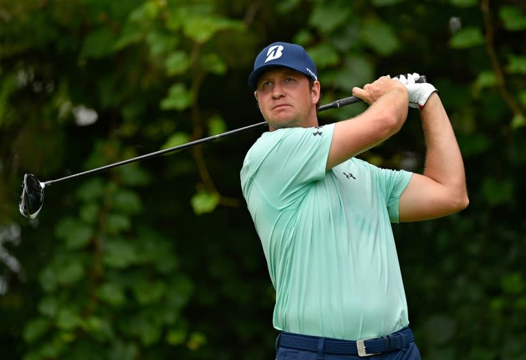 Hudson Swafford of the US plays his shot from the 16th tee during round one of the RBC Canadian Open, at Glen Abbey Golf Club in Oakville, Ontario, on July 27, 2017