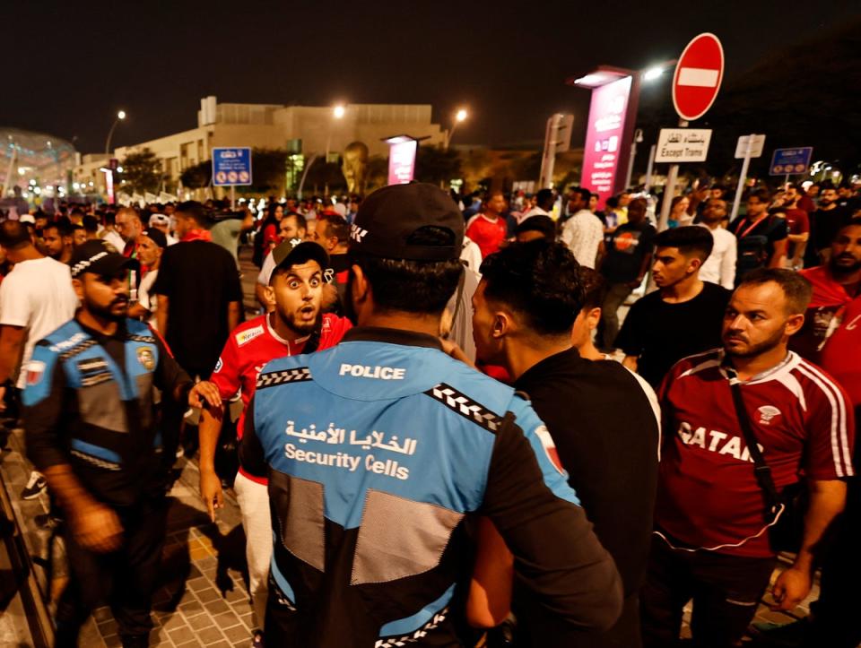 Police were deployed outside of the Education City Stadium (REUTERS)