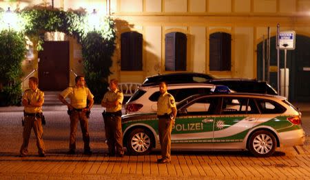 Police secure the downtown area after an explosion in Ansbach, near Nuremberg, Germany July 25, 2016. REUTERS/Michaela Rehle