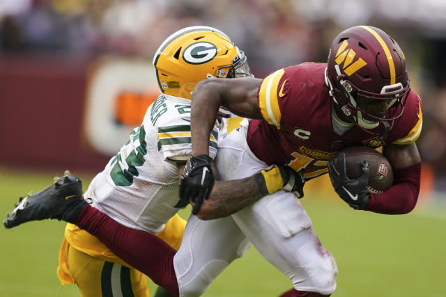 Washington Commanders wide receiver Terry McLaurin (17) runs during an NFL  football game against the Green Bay Packers, Sunday, October 23, 2022 in  Landover. (AP Photo/Daniel Kucin Jr Stock Photo - Alamy