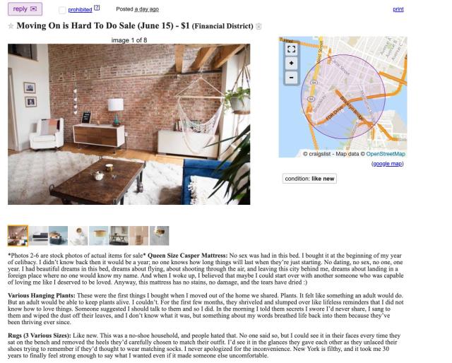 Woman advertises post-divorce garage sale on Craigslist