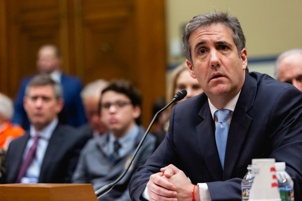 Michael Cohen, former lawyer for U.S. President Donald Trump, testifies before the House Oversight Committee on Capitol Hill, on Wednesday, February 27, 2019. (Cheriss May/NurPhoto via Gtty Images)