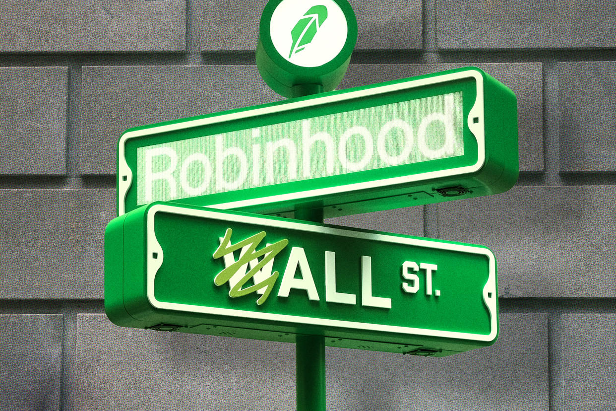 Stock Trading Platform Robinhood Goes Public On The New York Stock Exchange - Credit: Photo illustration based on photograph by Spencer Platt/Getty Images