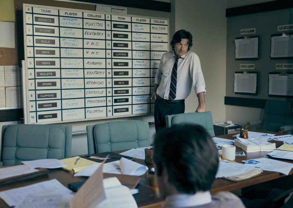 This image released by Amazon Prime Video shows Jason Bateman as Rob Strasser in a scene from "Air." (Ana Carballosa/Amazon Prime Video via AP)