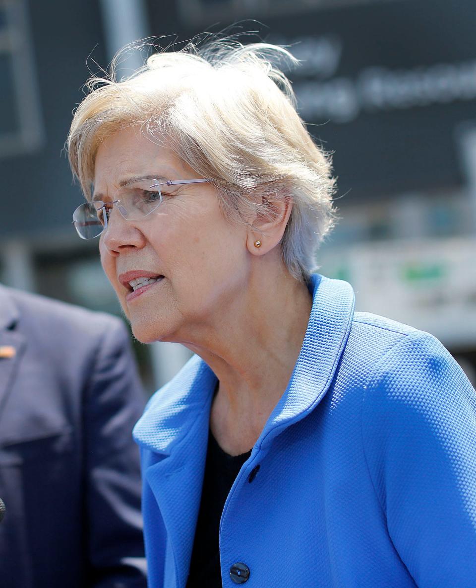 Sen. Elizabeth Warren, D-Massachusetts, in Quincy on Aug. 2, 2023.