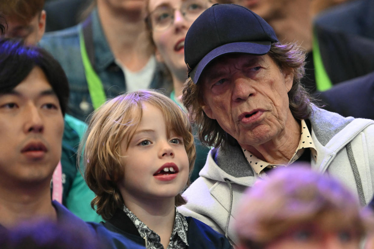 Mick Jagger and his son, Deveraux Octavian Basil Jagger.