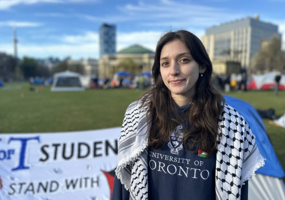 Erin Mackey, a University of Toronto student participating in the protest. (Meagan Fitzpatrick/CBC)
