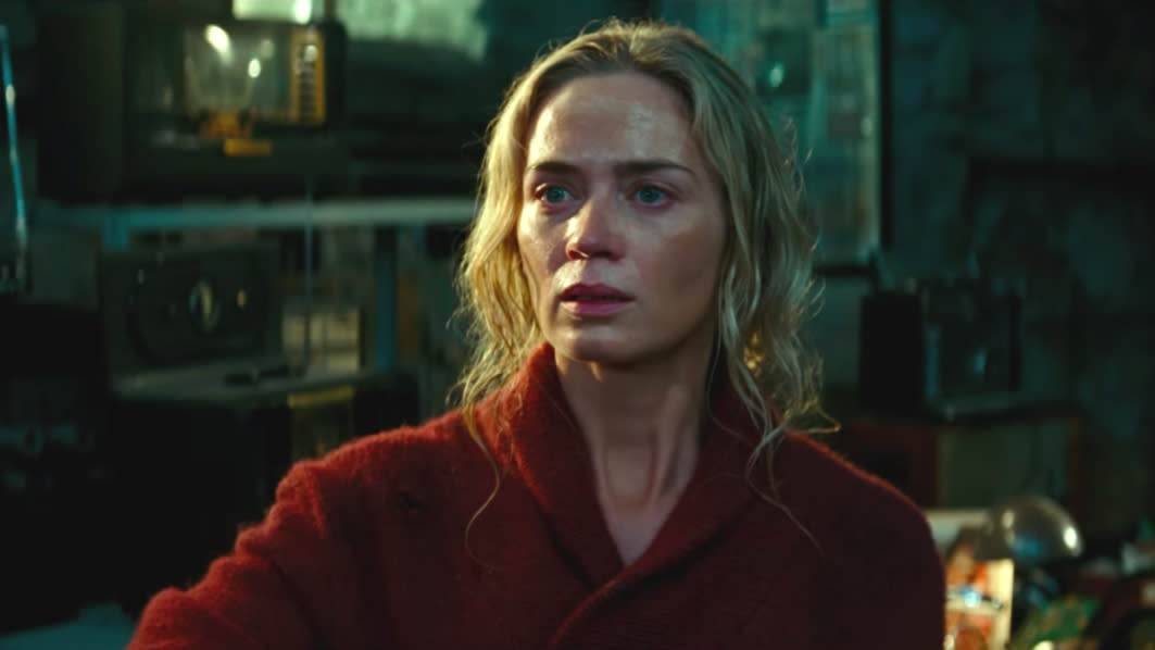 Emily Blunt won awards for her performance in the horror movie 'A Quiet Place', directed by her husband John Krasinski. (Credit: Paramount)