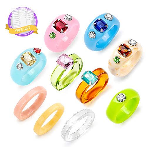 9) 10 Piece Resin Acrylic Rings