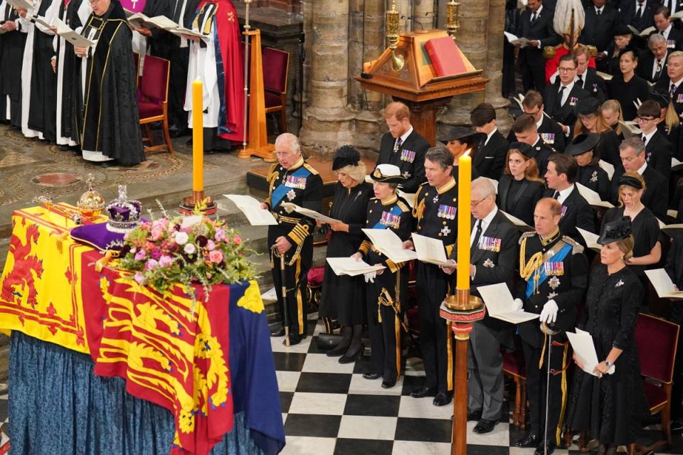 The royal family during the Queen’s state funeral at Westminster Abbey (PA Wire)