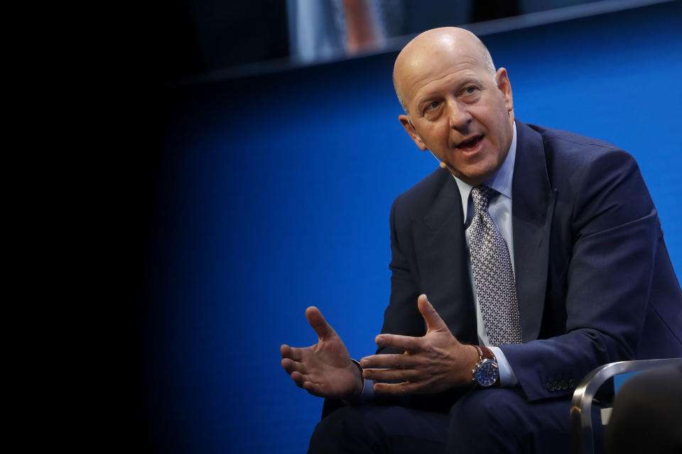 David Solomon, co-president and co-chief operating officer of Goldman Sachs & Co., speaks during the Milken Institute Global Conference in Beverly Hills, California, U.S., on Monday, May 1, 2017. The conference is a unique setting that convenes individuals with the capital, power and influence to move the world forward meet face-to-face with those whose expertise and creativity are reinventing industry, philanthropy and media. Photographer: Patrick T. Fallon/Bloomberg via Getty Images