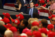 In this Sept. 20, 2018, photo, Nevada state Attorney General Adam Laxalt waits to take the stage before a campaign rally with President Donald Trump in Las Vegas. In the Nevada Governor's race, Laxalt has frequently included anti-California messages in campaign appearances and statements.(AP Photo/John Locher)