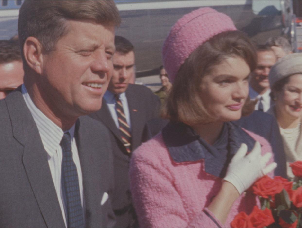 President John F. Kennedy and first lady Jaqueline Kennedy are pictured after disembarking from Air Force One at Love Field in Dallas, Nov. 22, 1963.