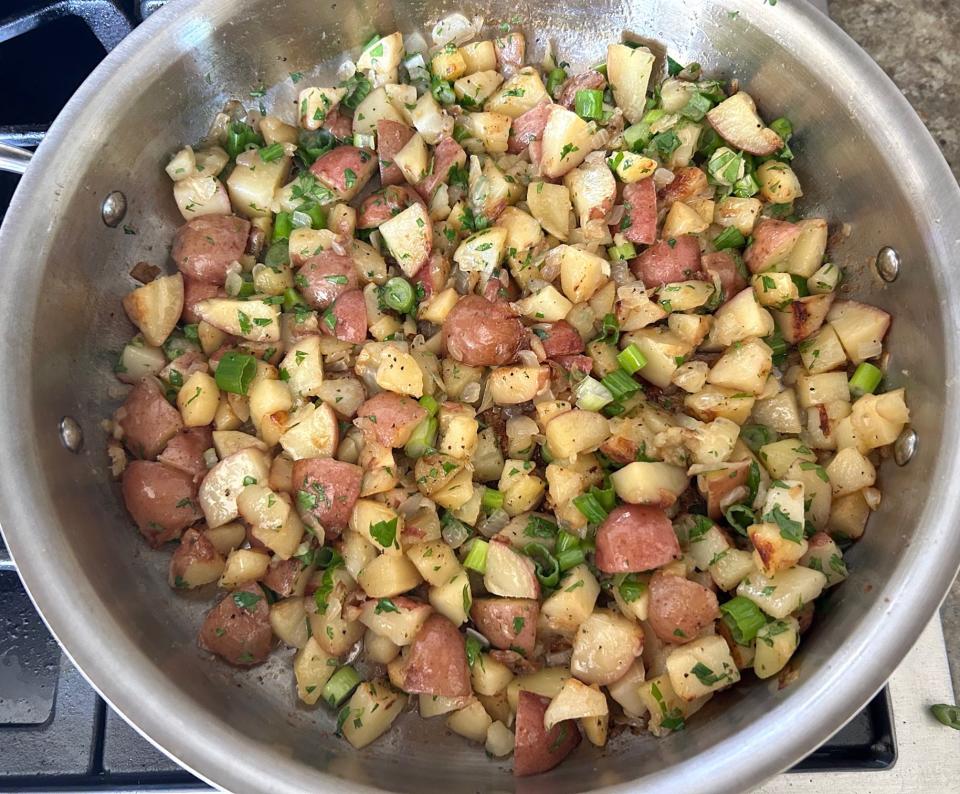 Cooking potatoes for Ina Garten's Hashed Brown Potatoes