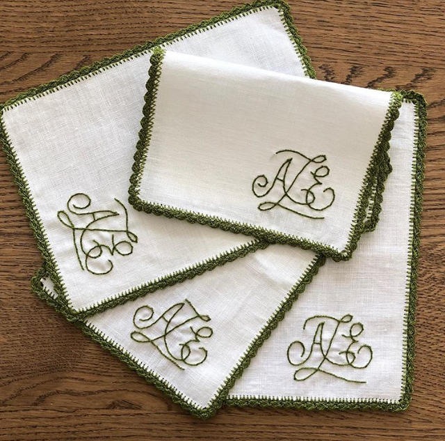 Aerin Hand Embroidered Fold Over Cocktail Napkins