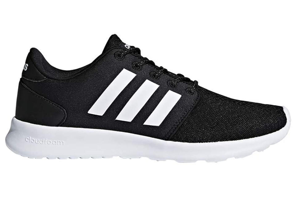 adidas, running shoes, black, white, cloudfoam