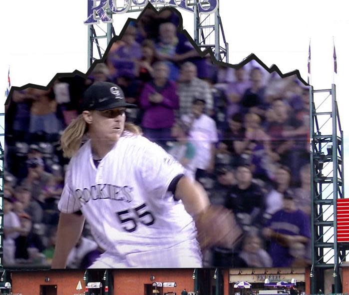 A rendering of the Rockies new mountain-shaped scoreboard that’s coming to Coors Field. (Rockies)