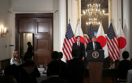 Foto del sbado del presidente de EEUU, Donald Trump, en un evento con empresarios en Tokio. May 25, 2019. REUTERS/Issei Kato