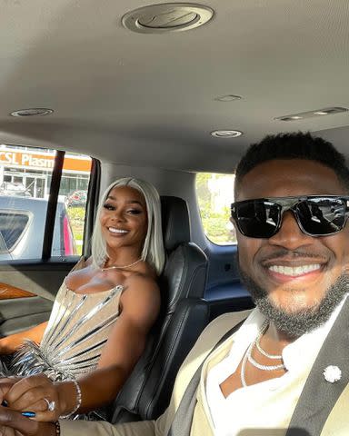 <p>Jade Cargill Instagram</p> Jade Cargill and Brandon Phillips take a selfie inside a car