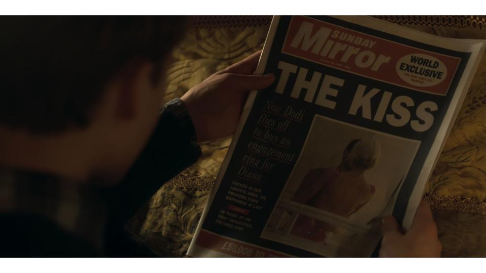 Prince William (Rufus Kampa) is shown discovering the newspaper headline in episode two of "The Crown" season six.