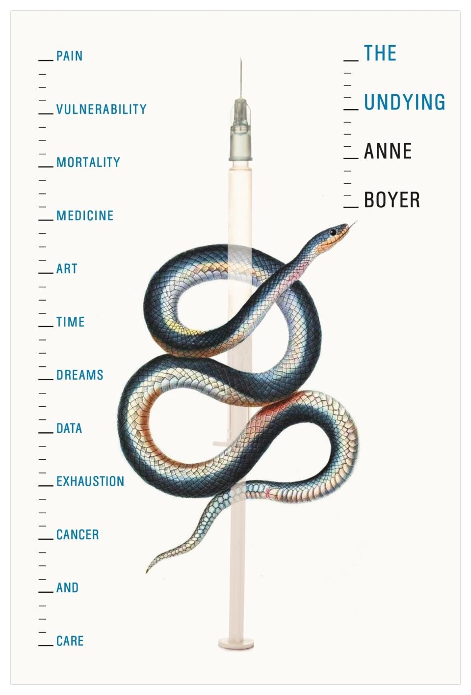 This cover image released by Farrar Straus and Giroux shows "The Undying: Pain, Vulnerability, Mortality, Medicine, Art, Time, Dreams, Data, Exhaustion, Cancer, and Care" by Anne Boyer, winner of the Pulitzer Prize for General Non-fiction