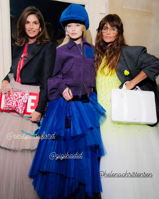 Cindy Crawford con Helena Christensen y Gigi Hadid