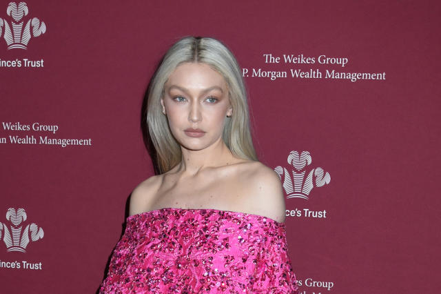 Gigi Hadid Goes Vibrant in Hot Pink 6-Inch Heels & Sparkling Valentino Mini  Dress at Prince's Trust Gala 2022