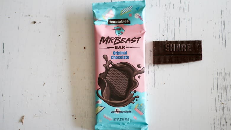 MrBeast chocolate bar with piece