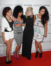 LONDON, UNITED KINGDOM - MAY 29: Jade Thirwell, Leigh-Anne Pinnock, Perrie Edwards and Jesy Nelson of 'Little Mix' attend Glamour Women of the Year Awards 2012 at Berkeley Square Gardens on May 29, 2012 in London, England. (Photo by Stuart Wilson/Getty Images)