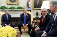 FILE PHOTO: U.S. President Trump greets former U.S. hostage in Yemen Danny Burch at the White House in Washington