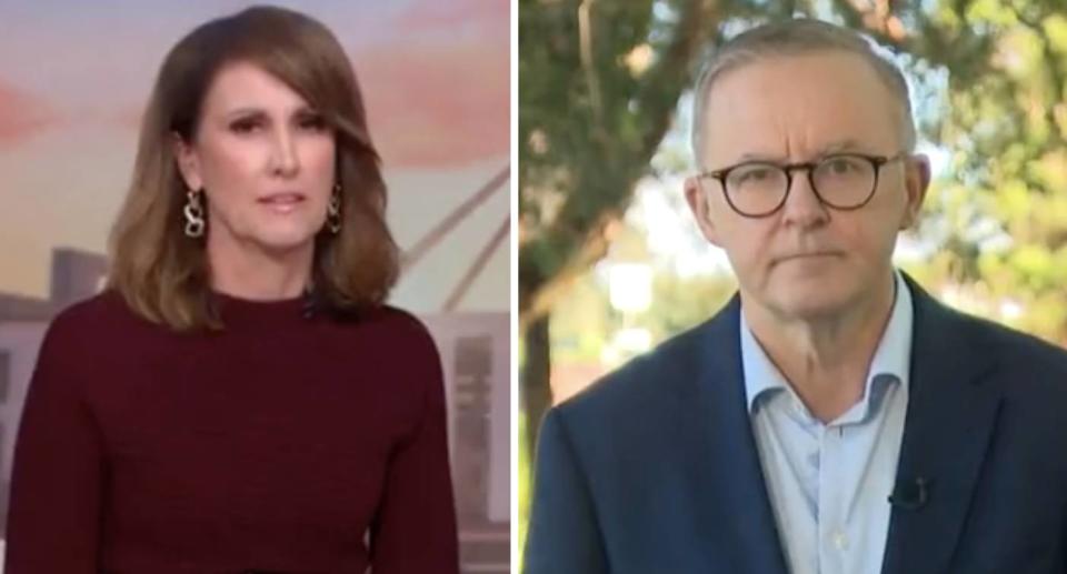 Sunrise host Natalie Barr grills Opposition Leader Anthony Albanese. Source: Sunrise 