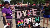 A huge crowd gathered to rally then walk together in the annual Dyke March Saturday afternoon as part of WorldPride.