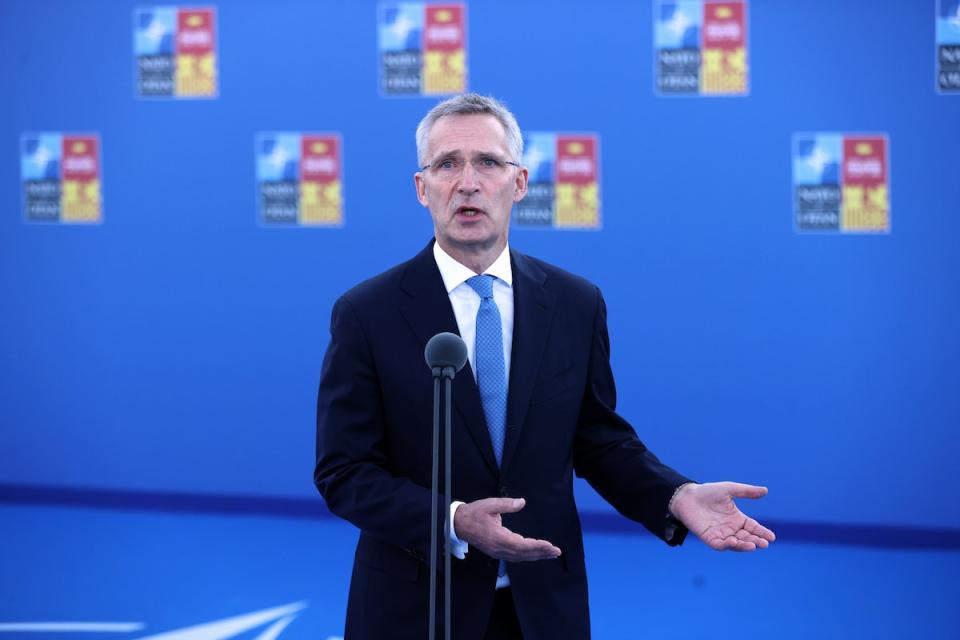 Nato-Generalsekretär Jens Stoltenberg auf dem laufenden Nato-Gipfel in Madrid.  - Copyright: picture alliance/AA/Dursun Aydemir