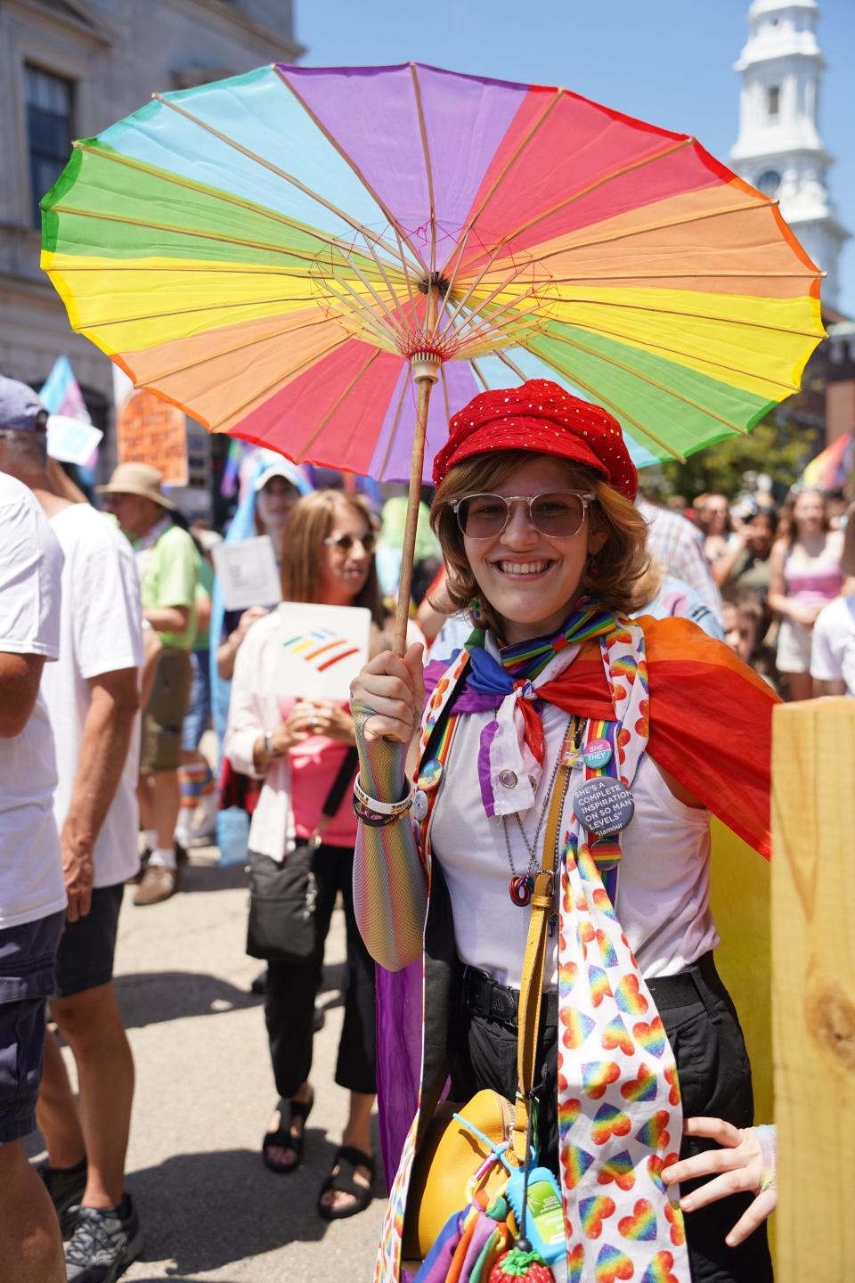 Maggie Young of Exeter participates in the Portsmouth Pride celebration Saturday, June 25, 2022.