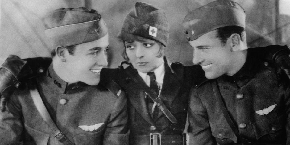 <p>Touted as the “last great silent film,” <em>Wings</em> stars Paramount It girl Clara Bow in a Great War drama that’s cheeky with the bromance, heavy on the melodrama, and generous with the comedy. But, really, it’s the stunt flying and aerial combat that’ll keep you glued to the screen. <a rel="nofollow noopener" href="https://www.amazon.com/dp/B007B8FSQU" target="_blank" data-ylk="slk:Watch;elm:context_link;itc:0;sec:content-canvas" class="link ">Watch</a></p>