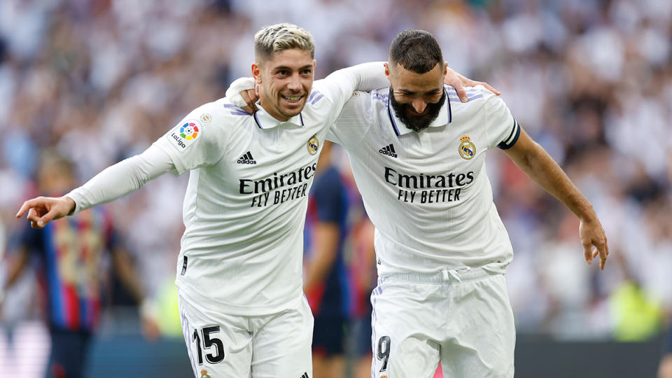 皇馬雙星本澤馬(Karim Benzema)、巴爾韋德(Federico Valverde)射進前兩球鎖定大局。摘自皇馬推特