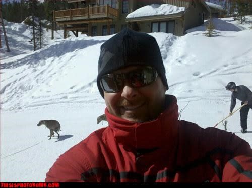 <p><br>Sonne, Schnee und strahlend blauer Himmel - so schön ist’s im Skiurlaub! Schnell mal mit dem Smartphone ein Selfie schießen und die Freunde bei Facebook ein bisschen neidisch machen. (Bild: <a rel="nofollow noopener" href="http://www.thisisphotobomb.com" target="_blank" data-ylk="slk:www.thisisphotobomb.com;elm:context_link;itc:0;sec:content-canvas" class="link ">www.thisisphotobomb.com</a>)</p>