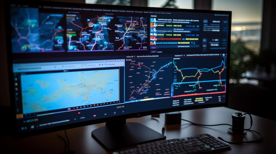 A computer dashboard showing route-based dispatching data for medical practice management.