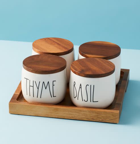 4-Piece Spice Storage Jars with Tray