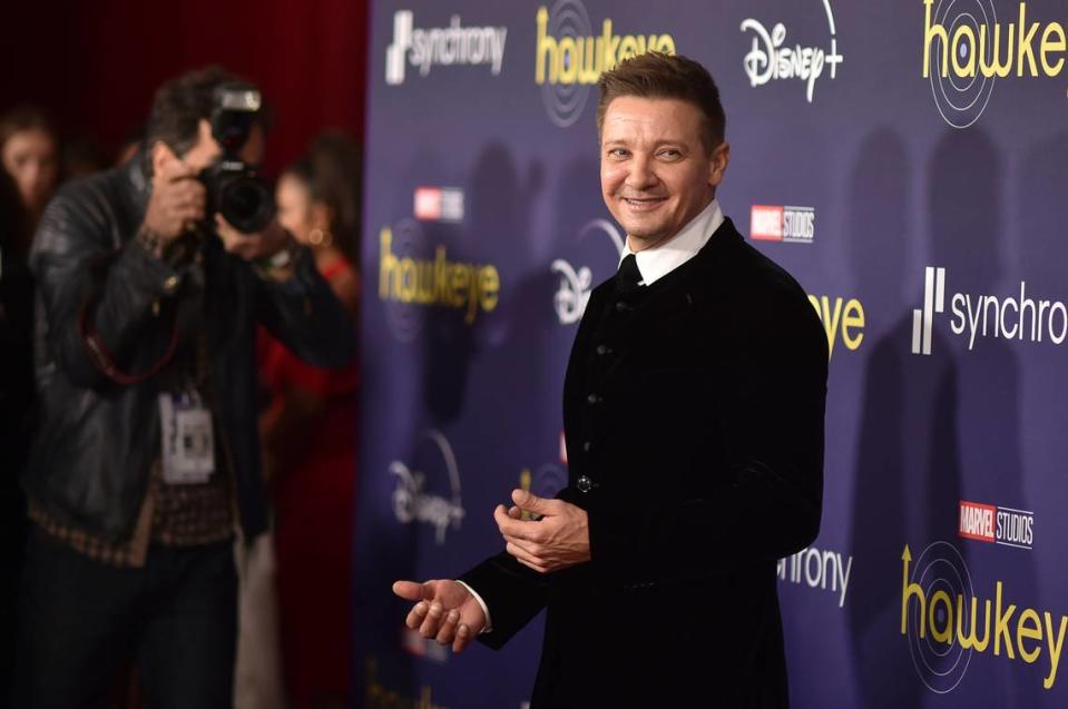 FILE - Jeremy Renner attends the premiere of “Hawkeye” on Nov. 17, 2021, in Los Angeles. Renner turns 52 on Jan 7. (Photo by Richard Shotwell/Invision/AP, File)