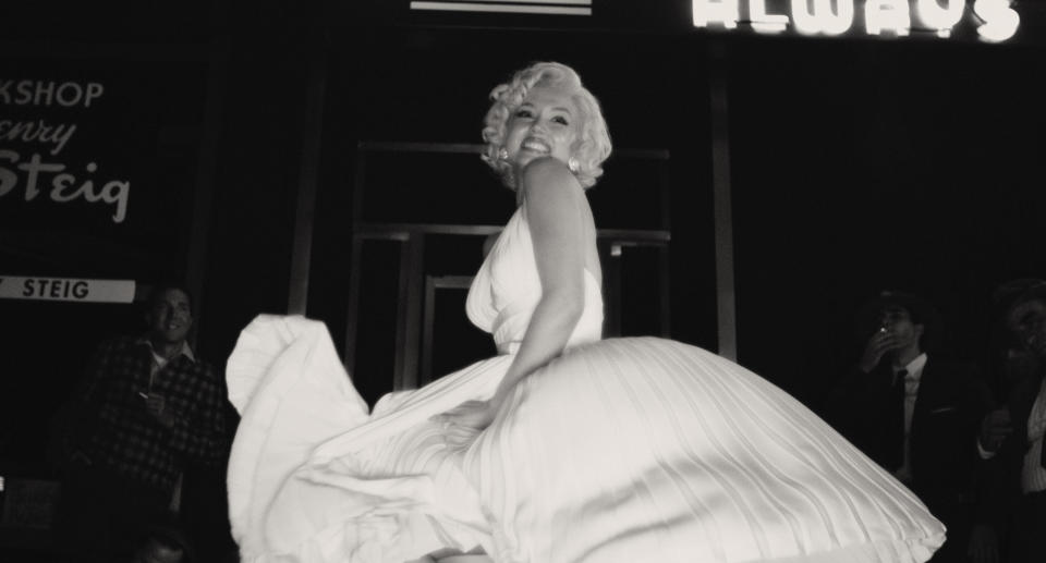 This image released by Netflix shows Ana de Armas as Marilyn Monroe in "Blonde." (Netflix via AP)