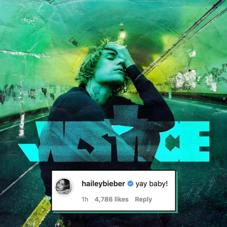 Justin Bieber, Justice, Hailey Bieber Instagram Comment