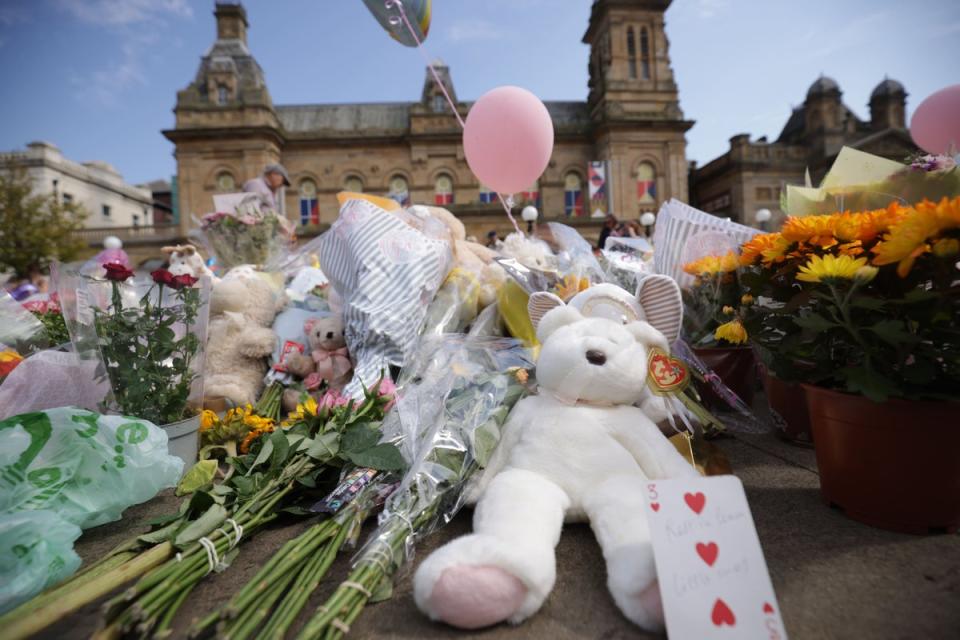 Flowers and memorial outside the Atkinson Art Centre Southport for the children who died in the attack (PA Wire)