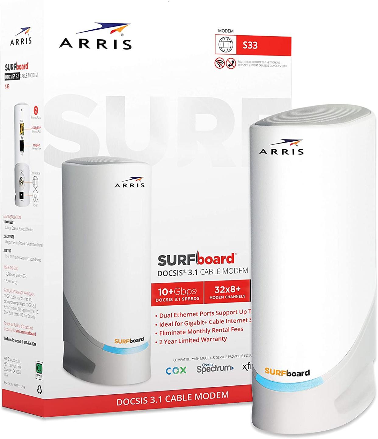 ARRIS-Surfboard-S33-Multi-Gigabit-Cable-Modem best cable modems