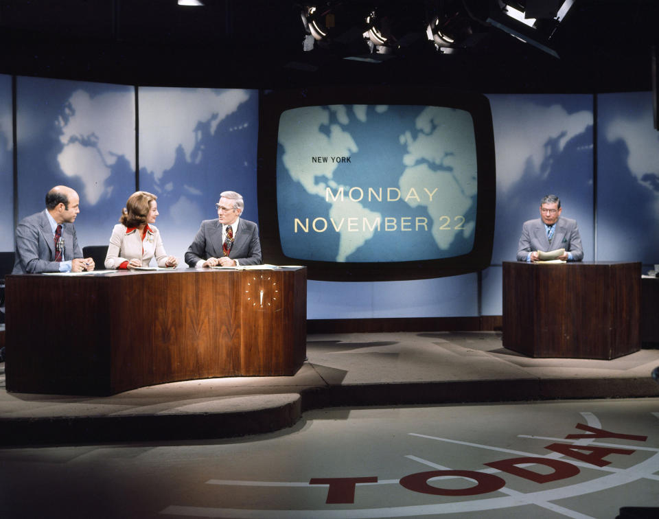 Joe Garagiola, Barbara Walters, Frank McGee, and Frank Blair on the set of TODAY (NBC/NBC NewsWire)