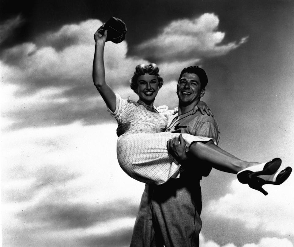 Ronald Reagan and Doris Day in the 1952 movie, "The Winning Team," a biopic of pitcher Grover Cleveland Alexander.