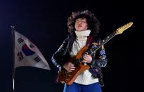 <p>Guitarist Yang Tae-hwan performs during the Closing Ceremony of the PyeongChang 2018 Winter Olympic Games at PyeongChang Olympic Stadium on February 25, 2018 in Pyeongchang-gun, South Korea. </p>